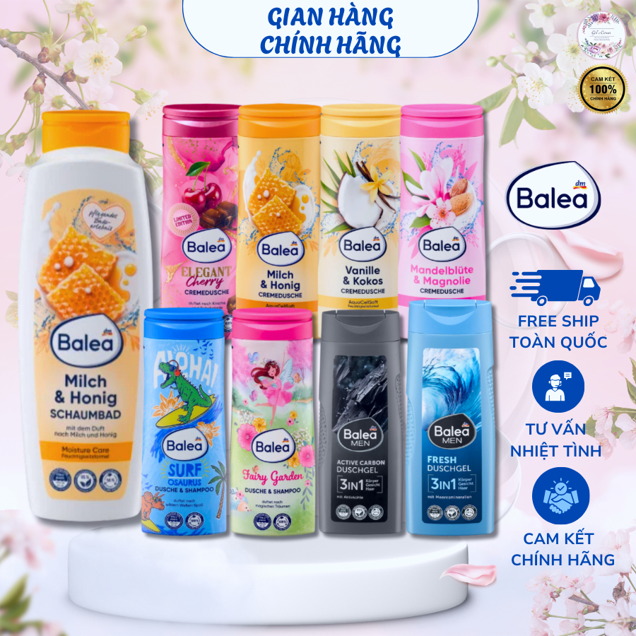 Sữa tắm Balea Đức, Sữa tắm thuần chay Vegan chai 300ml, sữa tắm balea trẻ em, sữa tắm balea Men