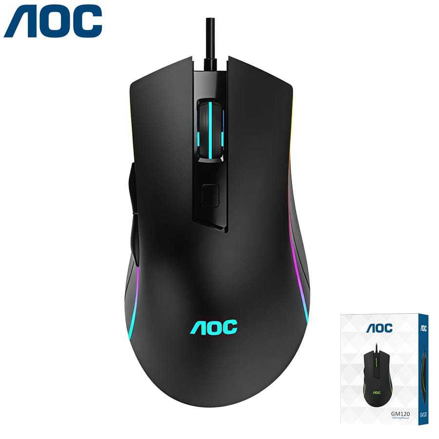 Chuột Có Dây AOC GM120 Gaming, Office -Led RGB Rainbow Siêu Đẹp