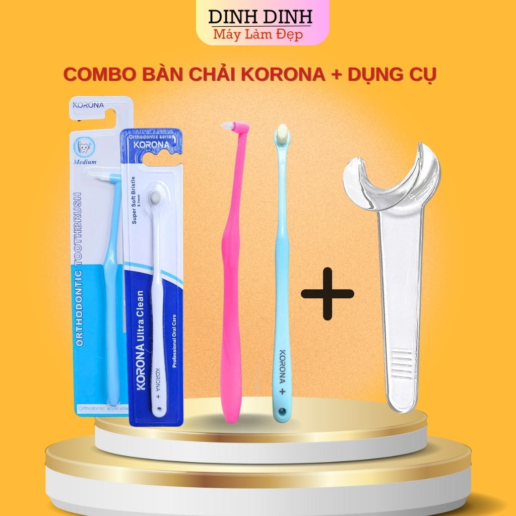 Combo bàn chải mắc cài + Dụng cụ banh miệng Korona, dụng cụ về sinh răng…