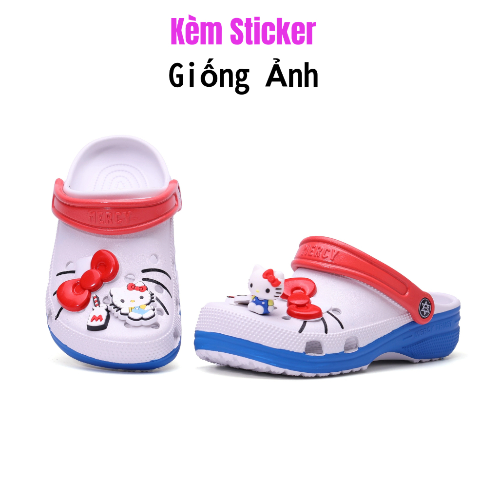 Dép sục Basic Mèo Kity [Tặng Cham ảnh+ Vớ] Đúc nguyên khối có quai hậu Nam Nữ ÊM NHẸ