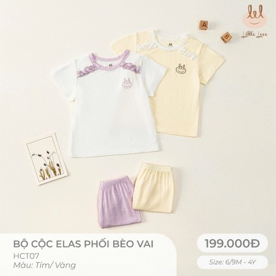 BỘ CỘC ELAS BÉ GÁI PHỐI VAI BÈO [ SIÊU MỀM, MÁT, MỊN CO DÃN VÀ THẤM HÚT ] SZ 6M -4Y (HCT07)