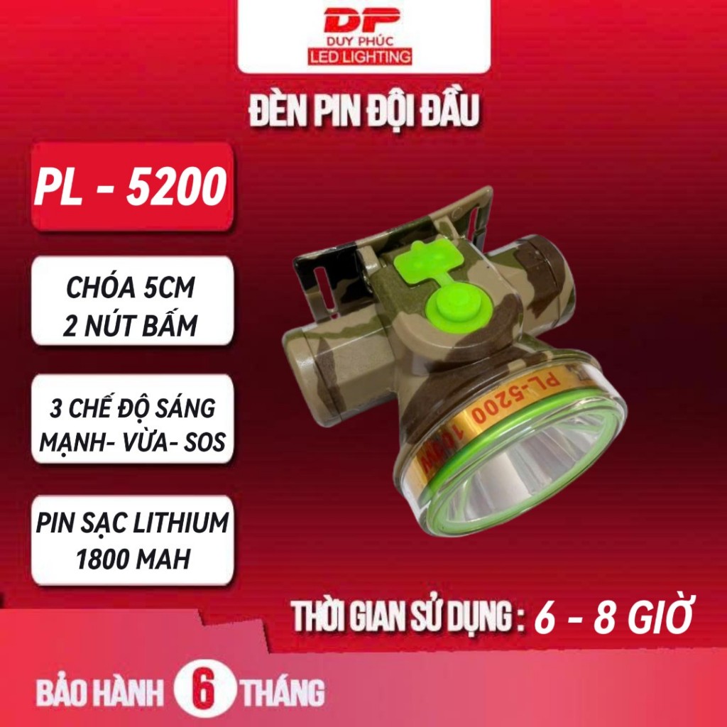 Đèn pin đèn đội đầu RẰN RI PL mã 5200 - 468 - 418 - pin 16850 100w - kín nước, sửa chữa, soi ếch