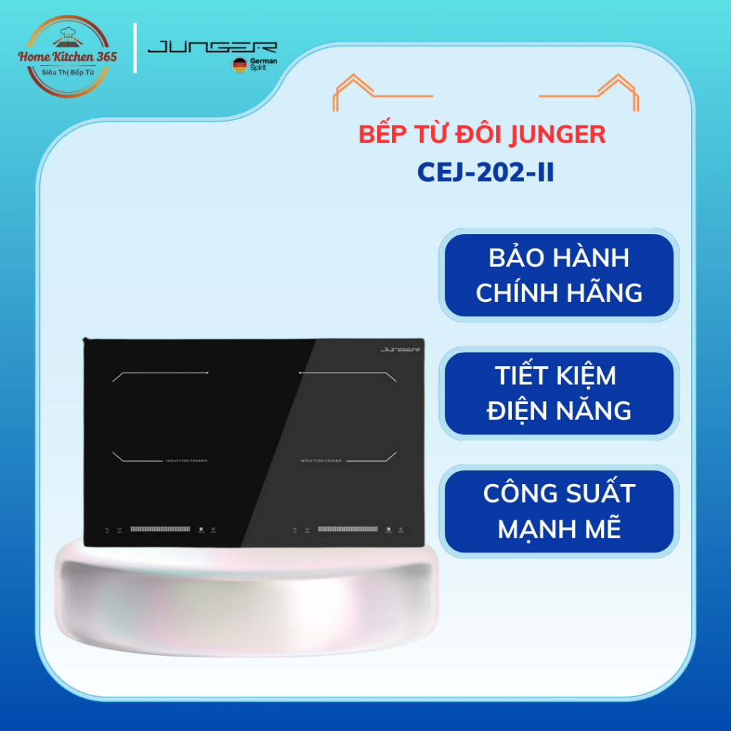 Bếp Điện Từ Đôi Junger CEJ-202-II – Cảm Ứng Thông Minh, Thiết Kế Sang Trọng, Hiệu Suất Cao