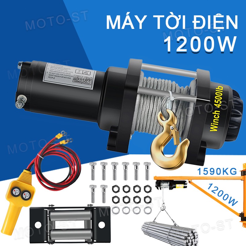 Máy Tời Điện 4500LBS Máy tời treo Lực Kéo Ngang 1590kg 100% Quận Đồng , Bảo Hành 12 Tháng