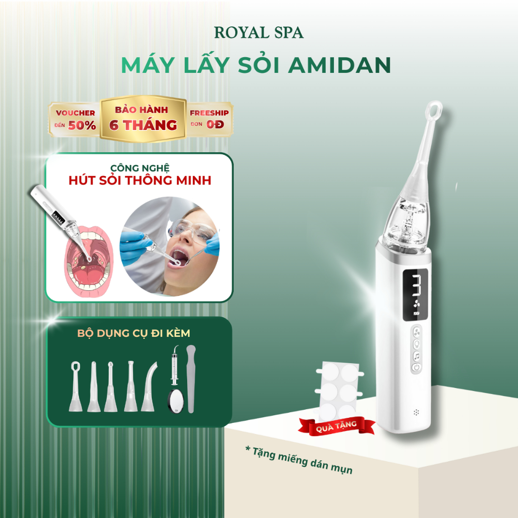 Máy lấy sỏi amidan 5 đầu hỗ trợ loại bỏ sỏi amidan, hỗ trợ giảm thiểu mùi hôi miệng, giảm đau và viê
