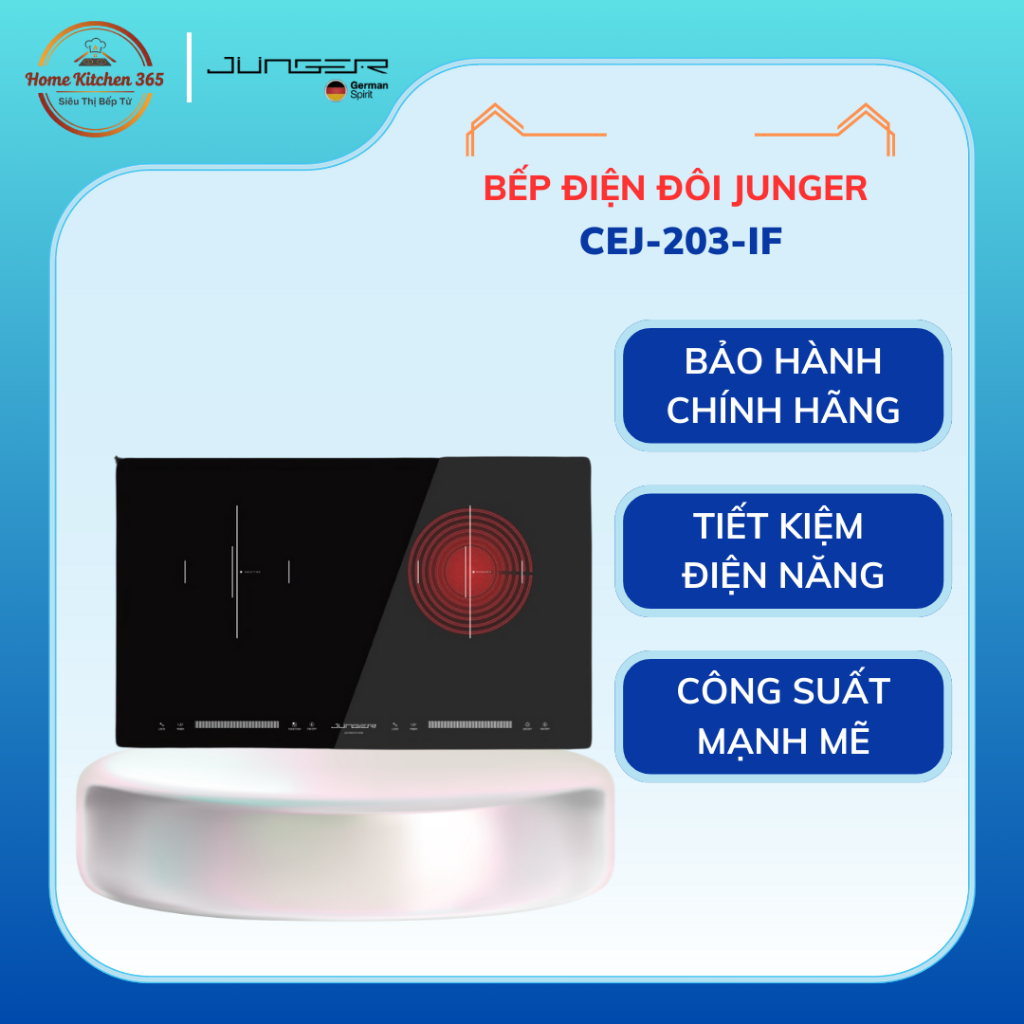 Bếp Điện Đôi Junger CEJ-203-IF – Kết Hợp Từ Và Hồng Ngoại, Đa Năng, An Toàn Tuyệt Đối