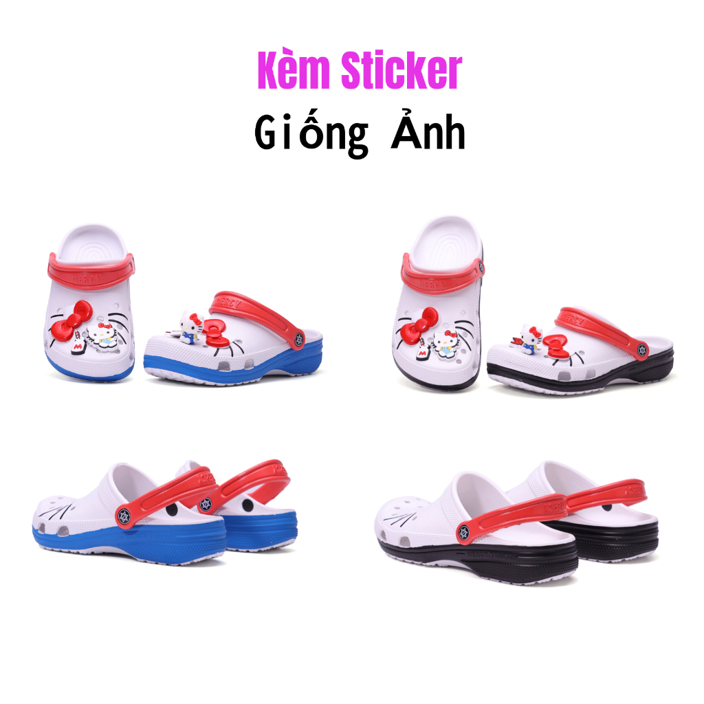 Sục Mèo Kitty [Tặng Sticker giống ảnh + Kèm Vớ] Dép MERCY TRUST BASIC clog classic nam nữ