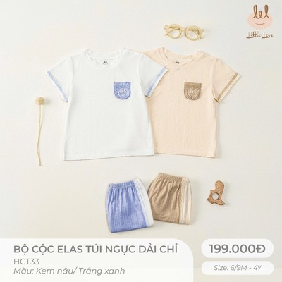 BỘ CỘC VẢI ELAS TÚI NGỰC DÀI CHỈ [ SIÊU MỀM, MÁT, MỊN CO DÃN VÀ THẤM HÚT ] SZ 6M -4Y (HCT33)
