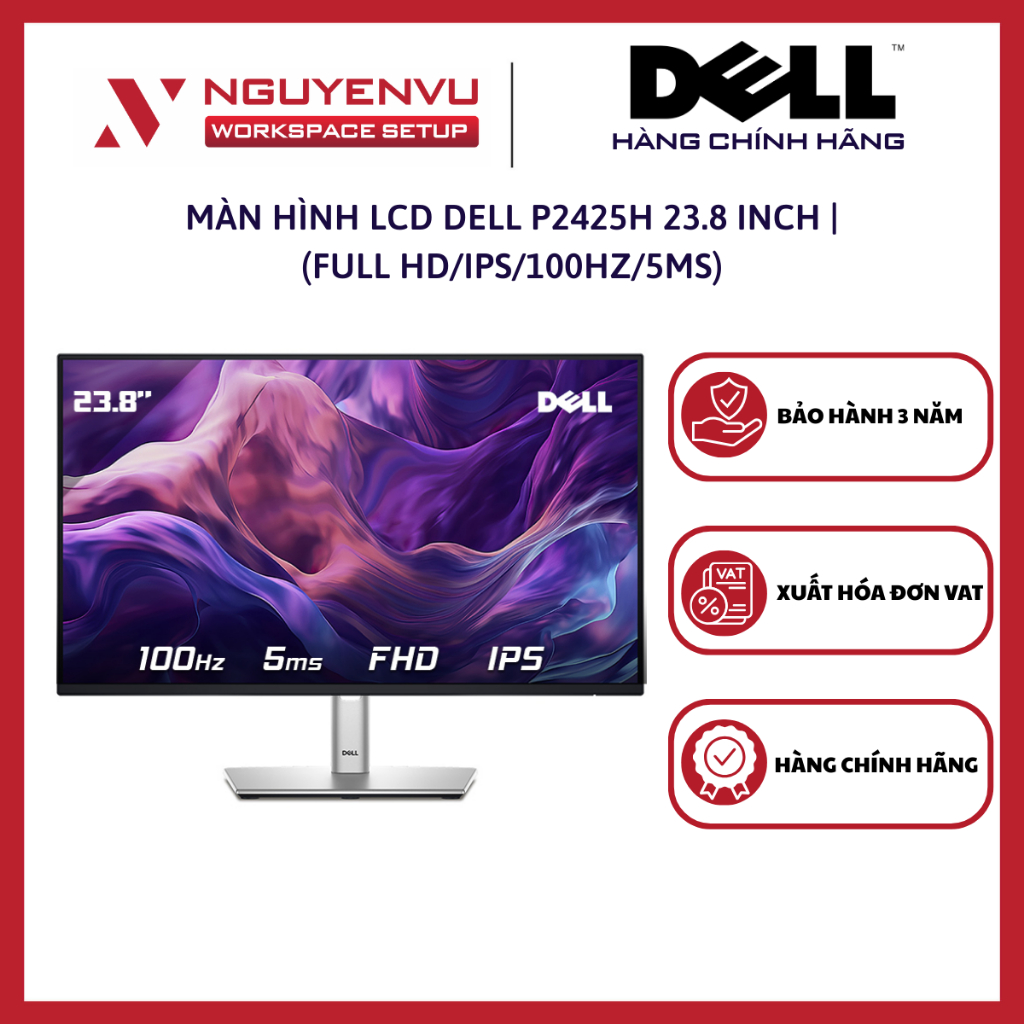 Màn Hình Đồ Họa LCD Dell P2425H 23.8 inch | (Full HD/IPS/100Hz/5ms) - Hàng Chính Hãng
