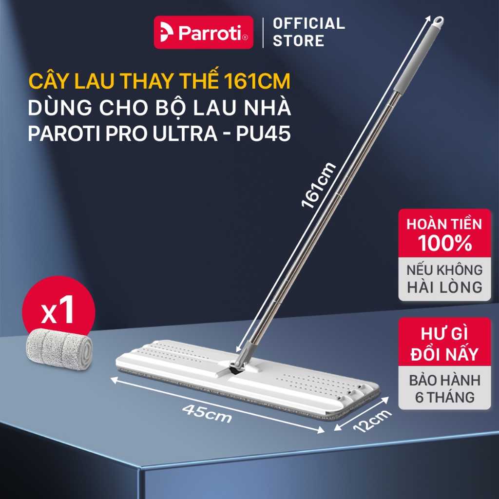 Cây lau nhà thay thế - Kèm 1 miếng lau (Không Bao Gồm Thùng Vắt) Dùng cho Bộ lau nhà công nghiệp Par