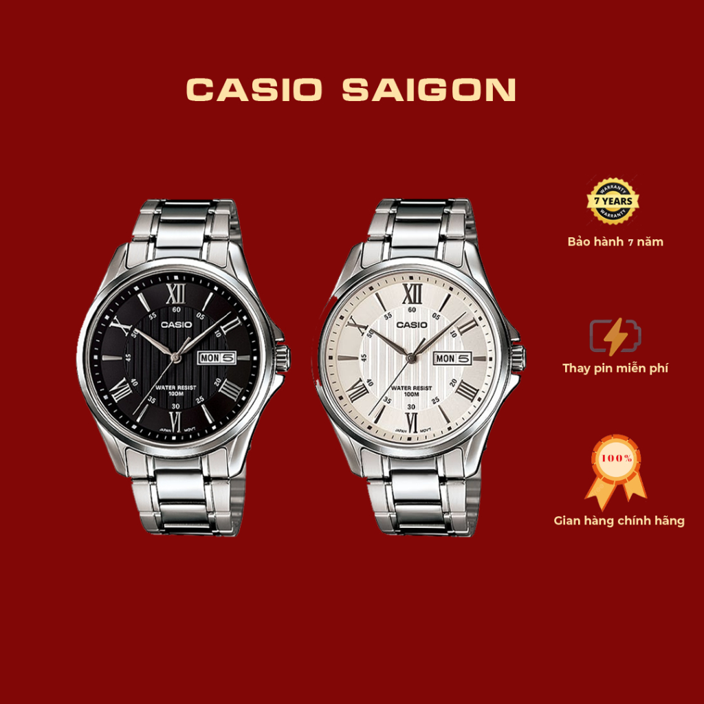 (Chính Hãng) Casio Nam MTP-1384D Dây Kim Loại Chống Nước 100m Size 41mm  - Bảo Hành 7 Năm