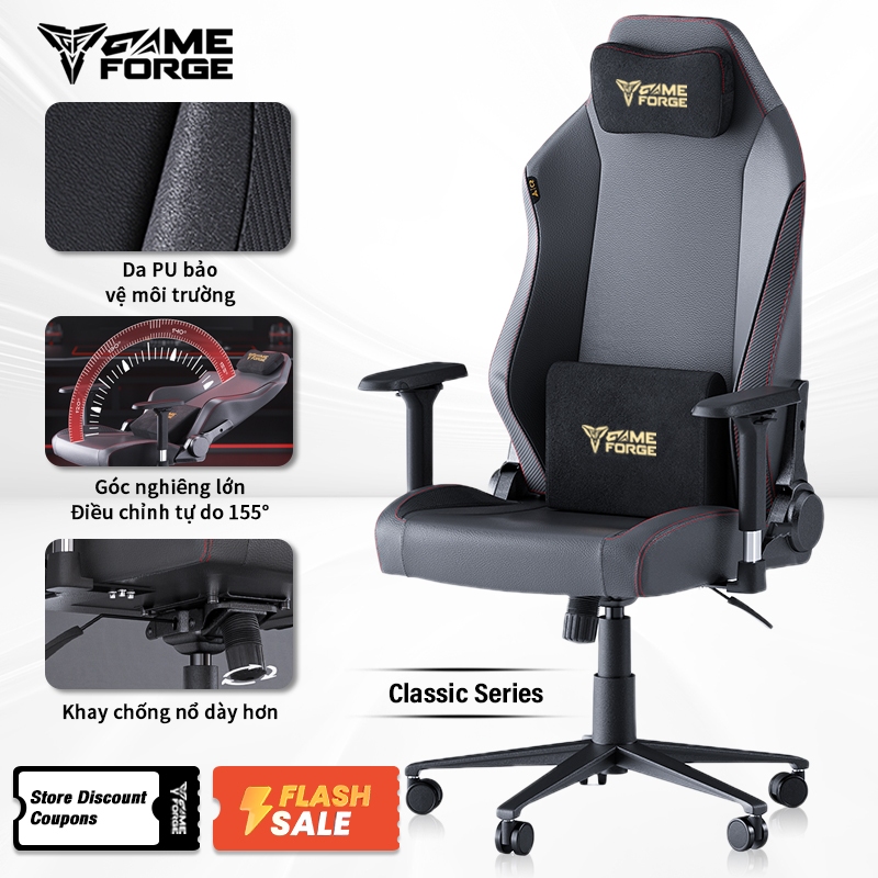 GAMEFORGE Ghế gaming Battle Axe Classic Series gaming chair Da PU chất lượng cao 5 năm bảo hành Hỗ t