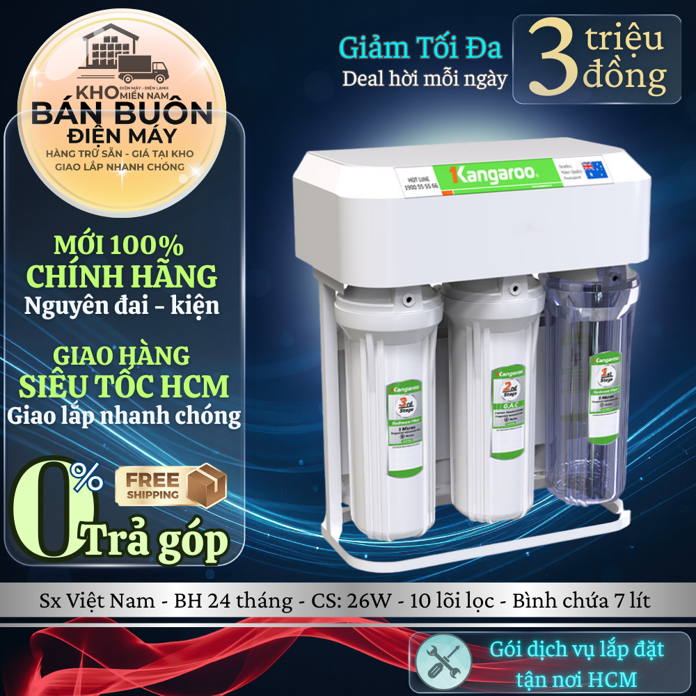 KGHP10K2 Máy lọc nước 10 lõi Kangaroo Hydrogen có thiết kế để gầm gọn nhẹ KGHP10K2