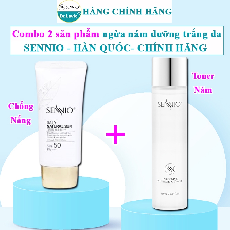 COMBO nước hoa hồng nám sennio hàn quốc kem chống nắng sennio chính hãng toner senio cân bằng da nám