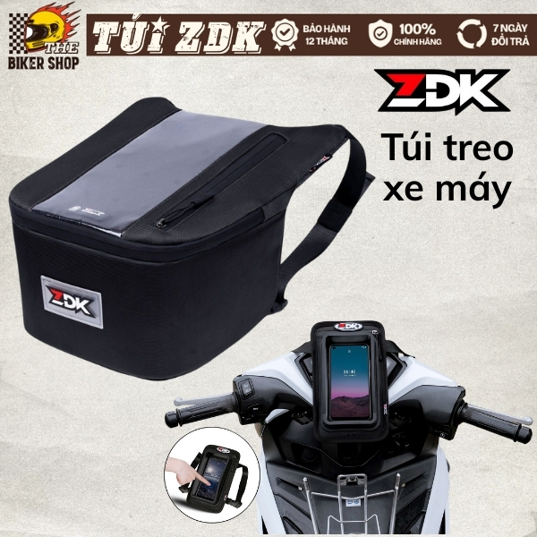 Túi Treo Đầu Xe Máy ZDK K1, ZDK K5, Túi Treo Ghi Đông Xe Dùng Được Cảm Ứng Điện Thoại, Sạc Đi Phượt