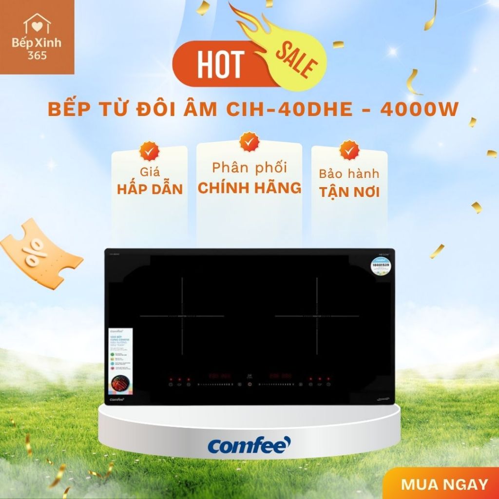 Bếp từ đôi âm Comfee CIH-40DHE 4000W - Tiết Kiệm Điện, An Toàn Cao