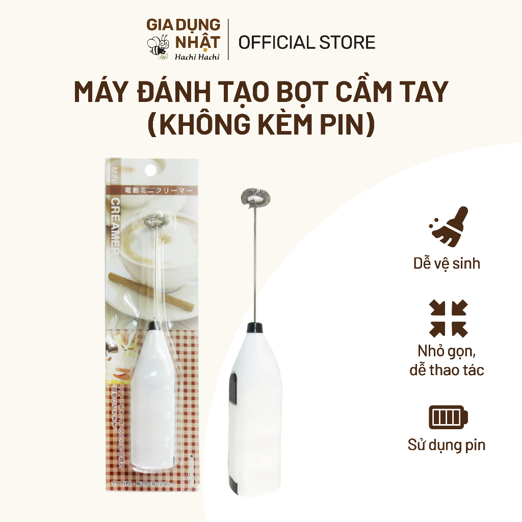 Máy đánh tạo bọt sữa, cà phê, matcha cầm tay Echo Metal 20cm (Sản phẩm không kèm pin) - Hachi Hachi Gia Dụng Nhật