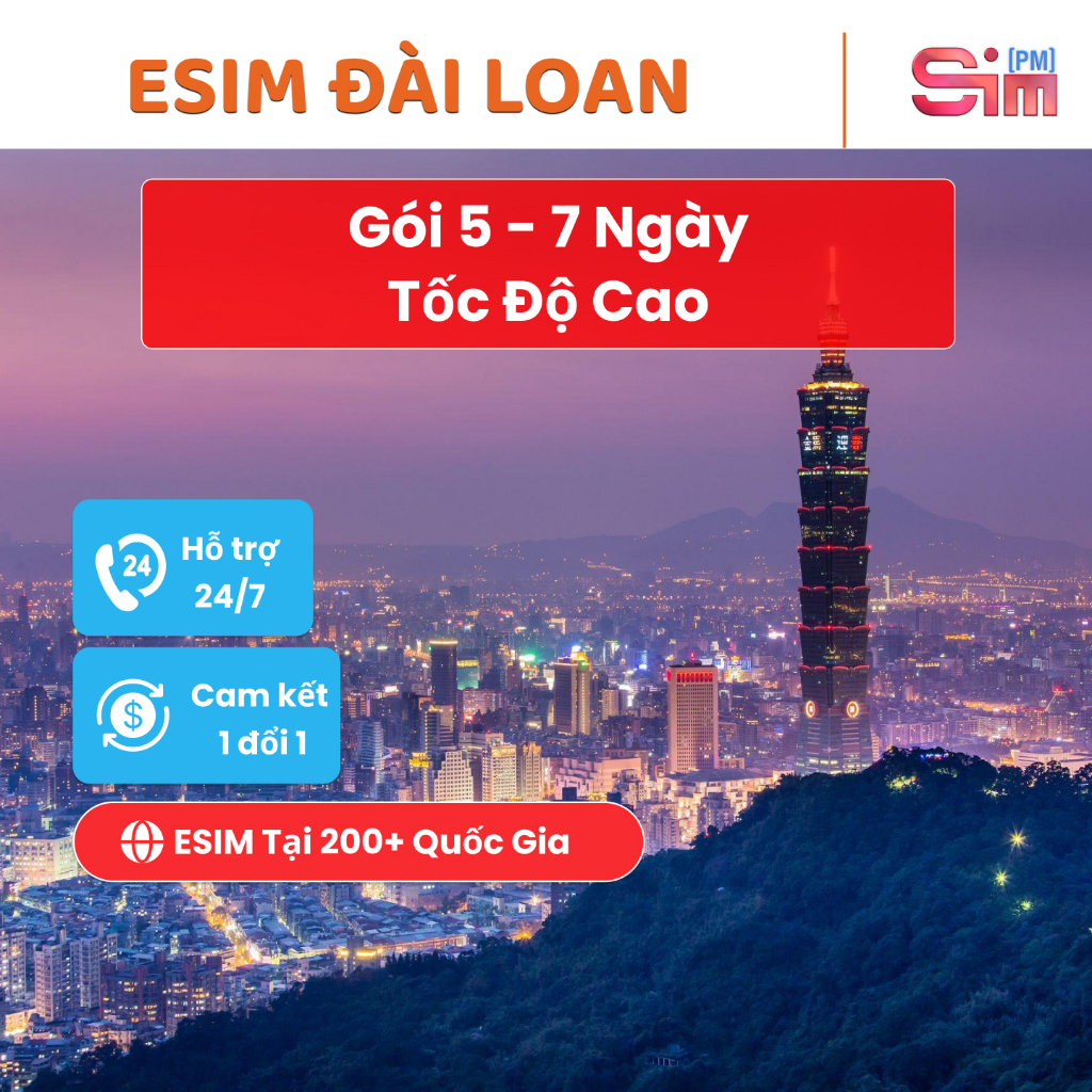Esim Đài Loan - Sim du lịch Đài Loan 5-7 ngày tốc độ cao