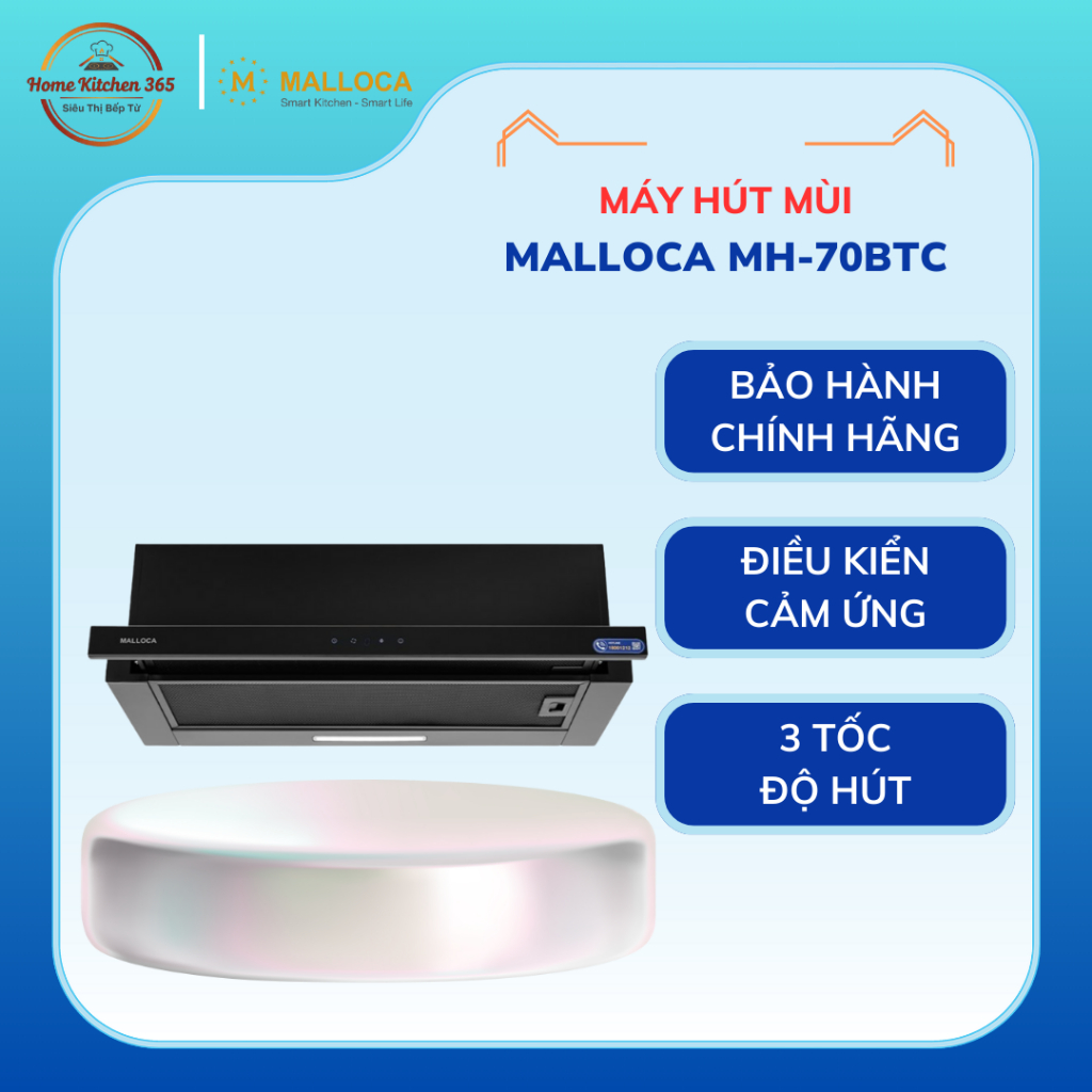 Máy hút mùi âm tủ Malloca MH 70BTC - Công Suất Mạnh, Thiết Kế Gọn Gàng, Hoạt Động Êm