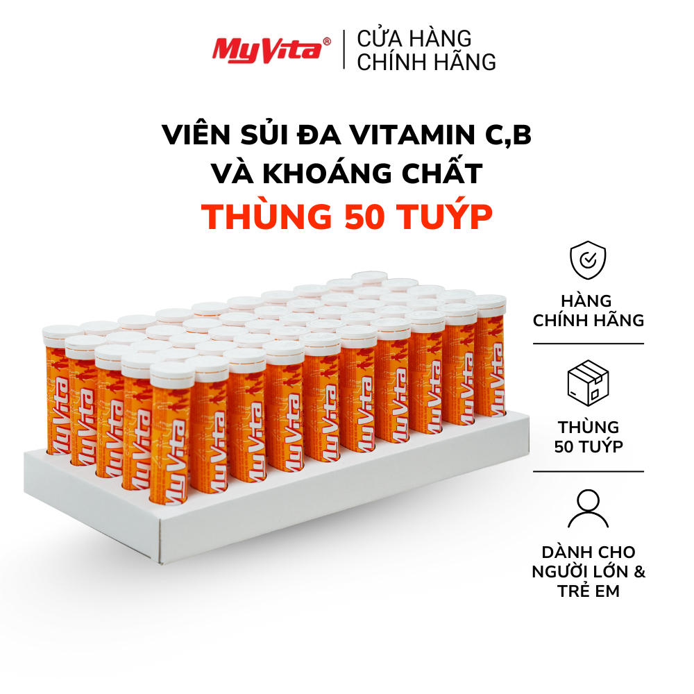 Viên sủi bổ sung đa vitamin C, B và khoáng chất TPBVSK MYVITA MULTI - Thùng 50 tuýp - 1000 viên