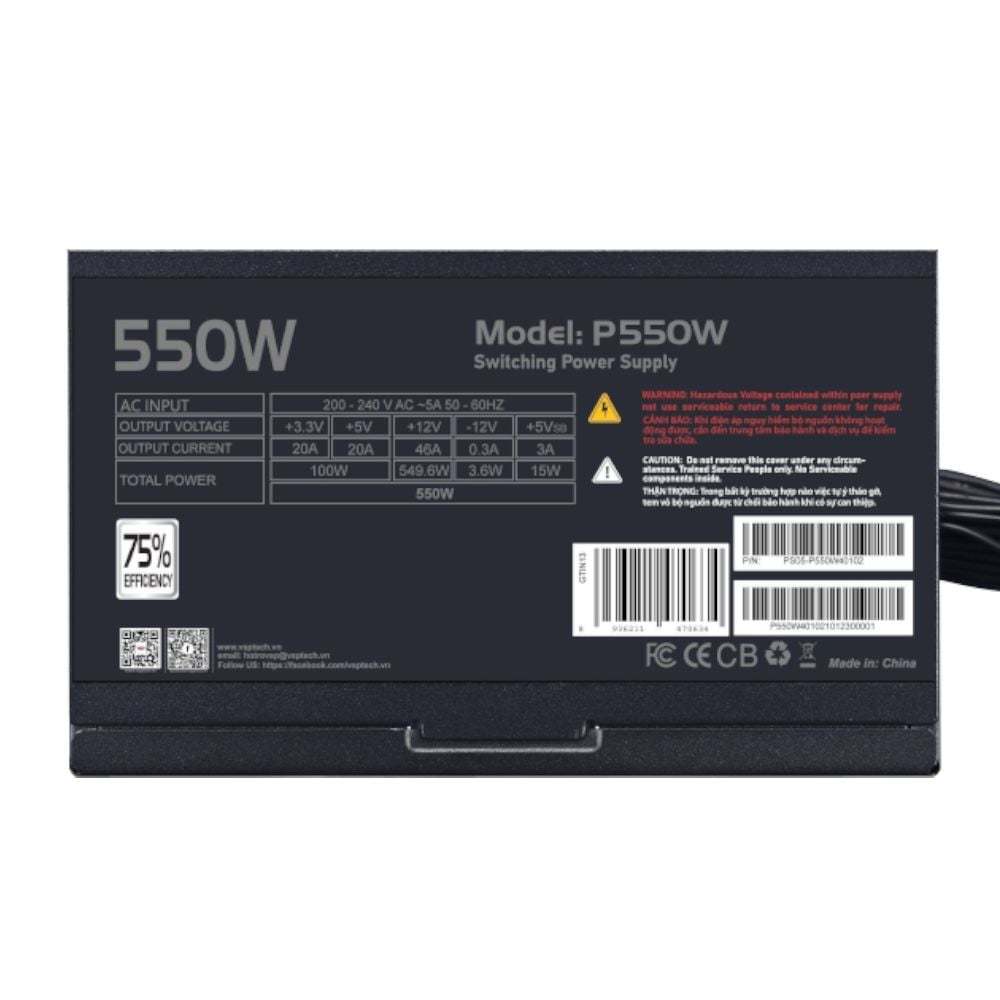 Nguồn máy tính VSP Delta P550 550W | Non Modular, ATX