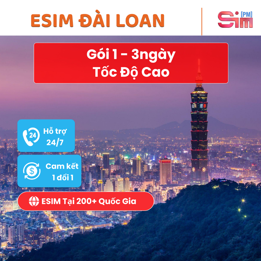 Esim Đài Loan - Sim du lịch Đài Loan 1-3 ngày tốc độ cao