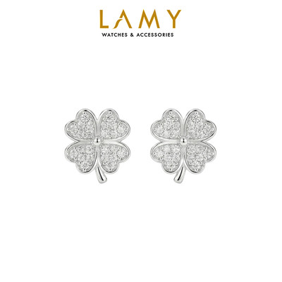 Khuyên tai bạc nữ LAMY Lucky Four Leaf Clover Silver Earrings 3235- Khuyên tai bạc ta