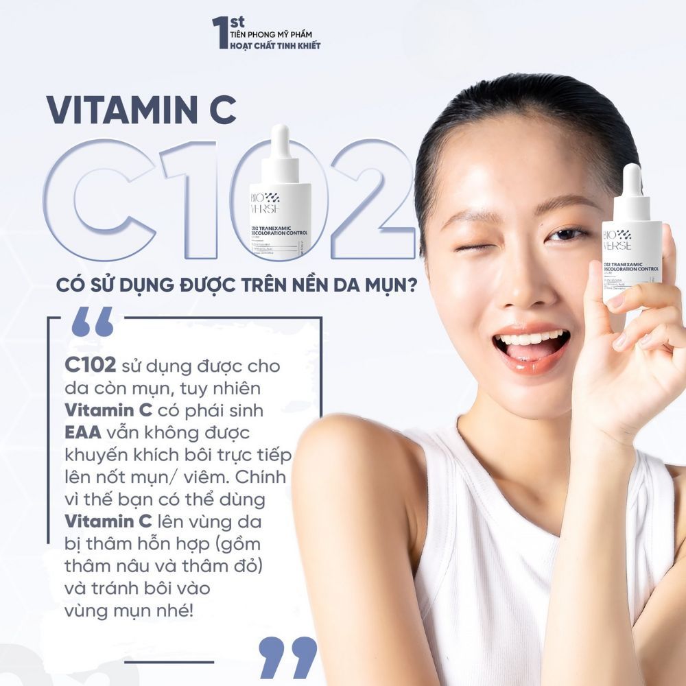 Ảnh 5 của Tinh Chất Bioverse C102 Tranexamic Discoloration Control giúp sáng khỏe da, mờ thâm, hạn chế lão hóa.