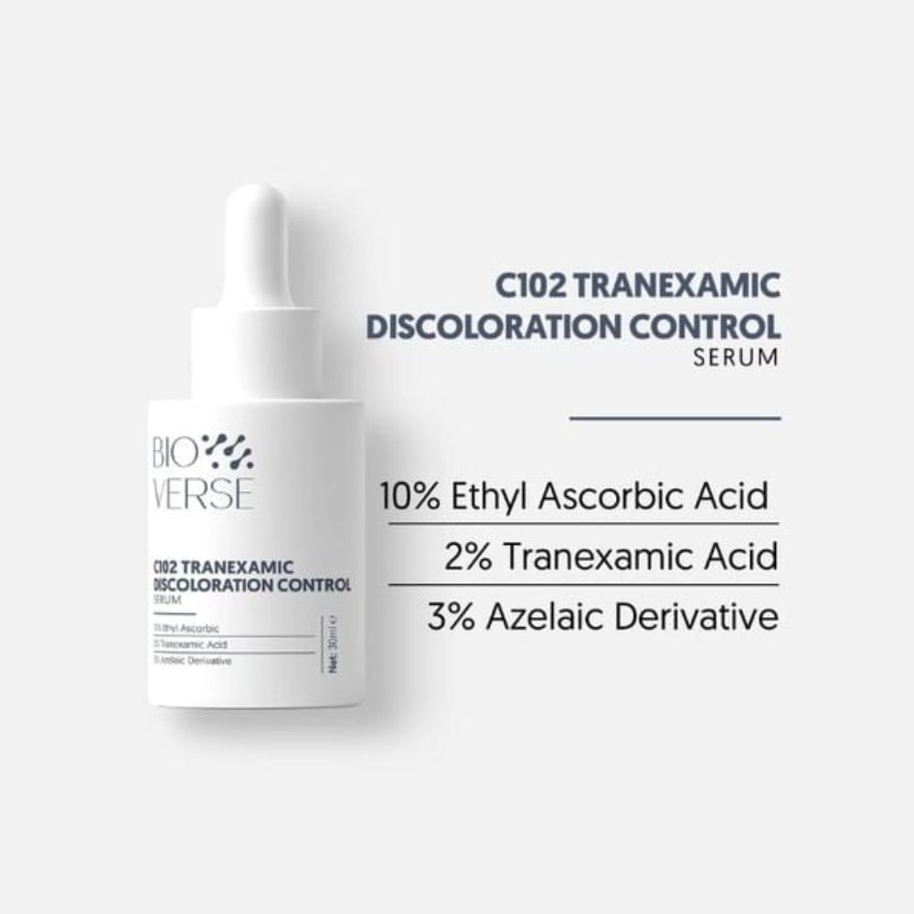 Ảnh 2 của Tinh Chất Bioverse C102 Tranexamic Discoloration Control giúp sáng khỏe da, mờ thâm, hạn chế lão hóa.