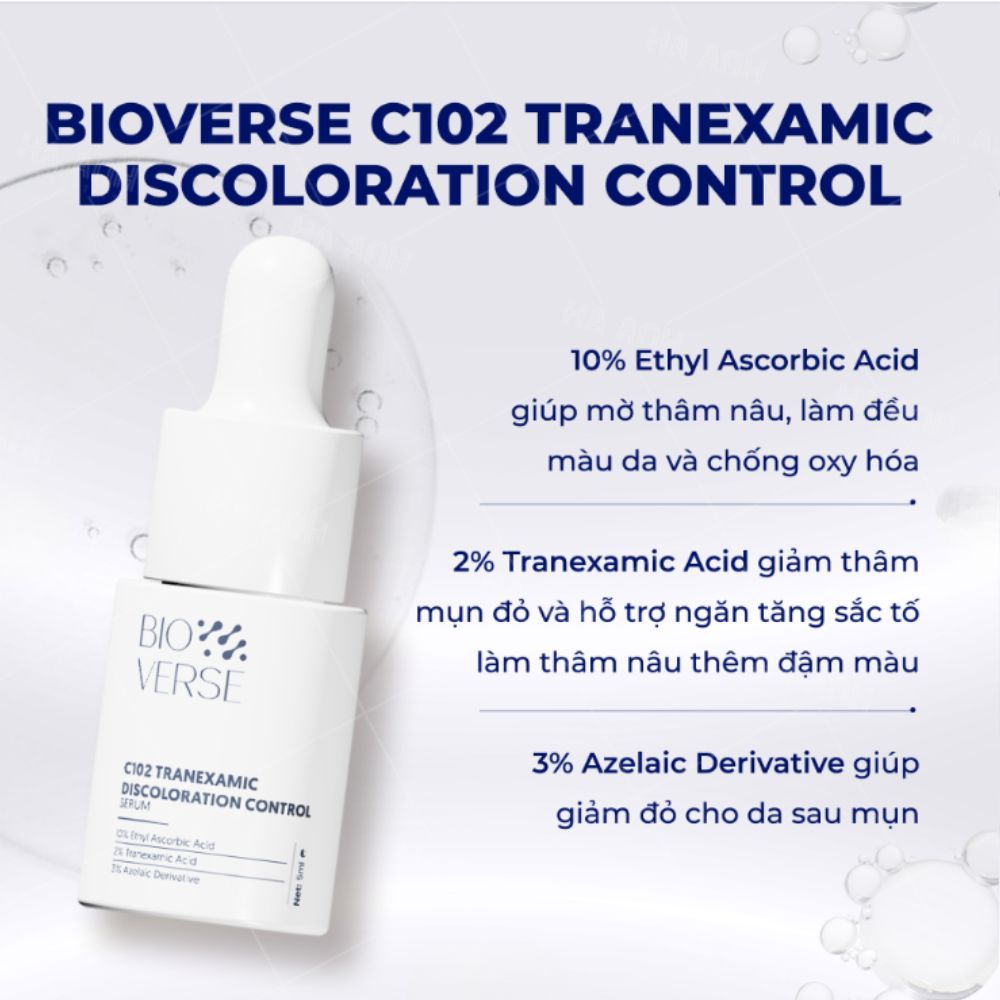 Ảnh 6 của Tinh Chất Bioverse C102 Tranexamic Discoloration Control giúp sáng khỏe da, mờ thâm, hạn chế lão hóa.