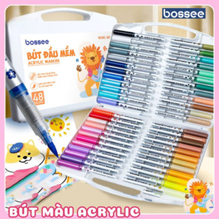 Bộ Bút Màu Acrylic Marker Đầu Lông Mềm Ngòi To Hoạt Hình Dễ Thương Chất Lượng Cao Không Lem