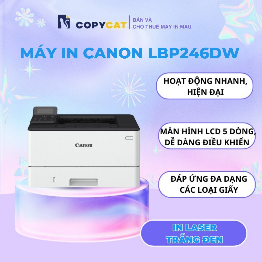 Máy In Laser Trắng Đen Đơn năng Canon LBP246DW (A4/A5 – Chỉ in – WIFI/USB/LAN)