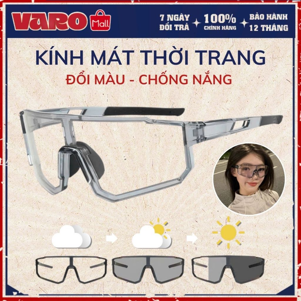 Kính Thể Thao Đổi Màu Đi Đêm Chống Chói Ánh Sáng Xanh Uv400 Chống Bụi Bảo Hộ Đi Xe Máy Xe Đạp