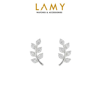 Khuyên tai bạc nữ LAMY Dainty Leaf Olive Shaped Silver Earrings 3216 - Khuyên tai bạc ta