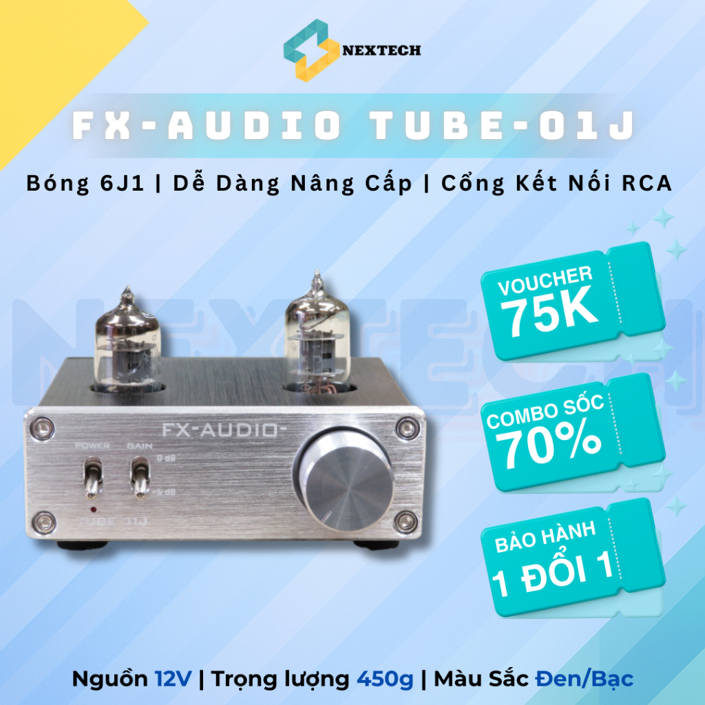 Preamp đèn chân không FX-Audio TUBE-01J - Hàng xuất Nhật điện 220V dàn nghe nhạc HiFi RCA line ampli
