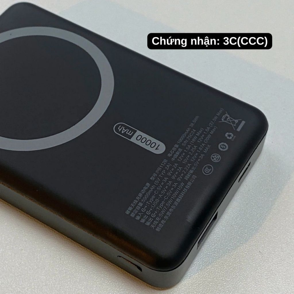 Pin sạc dự phòng không dây 10.000mah PB112B, Sạc nhanh 22.5W, Không dây 15W, Chứng nhận 3C (CCC) - levu01, lỗ vũ | BigBuy360 - bigbuy360.vn