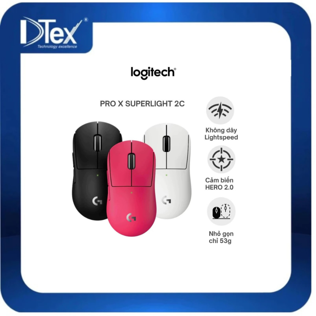 Chuột Không Dây Logitech G Pro X Superlight 2C – HERO 2 44K DPI, 51g Siêu Nhẹ, Lightspeed, Sạc USB-C
