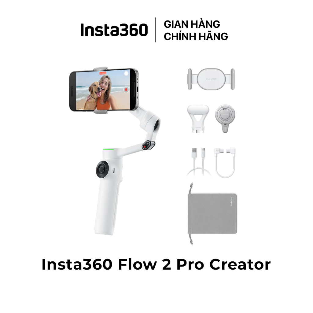 Gimbal Chống Rung Điện Thoại Insta360 Flow 2 Pro Creator Bundle Chính Hãng BH 12 Tháng