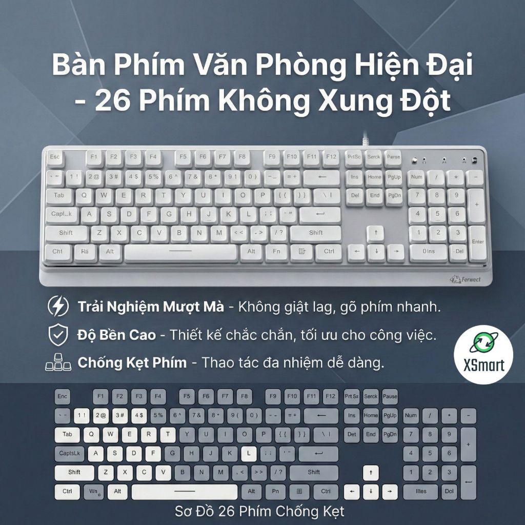 Bàn Phím Bluetooth Không Dây FreeWolf M104 Pin 4000mAh, 3 Mode Kết Nối, LED RGB, Công Thái Học Gõ Êm | BigBuy360 - bigbuy360.vn