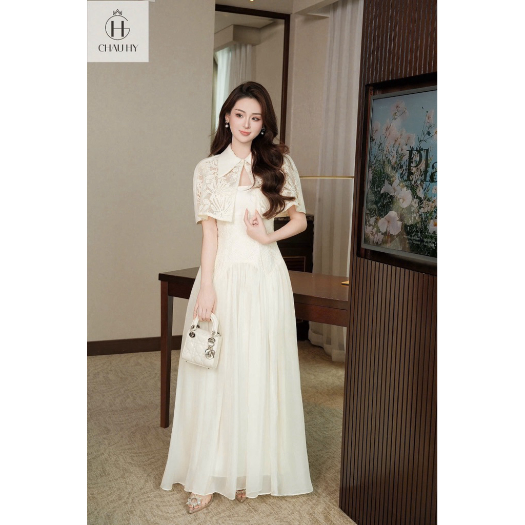 [ HTK ] Đầm ren jamie kèm áo choàng