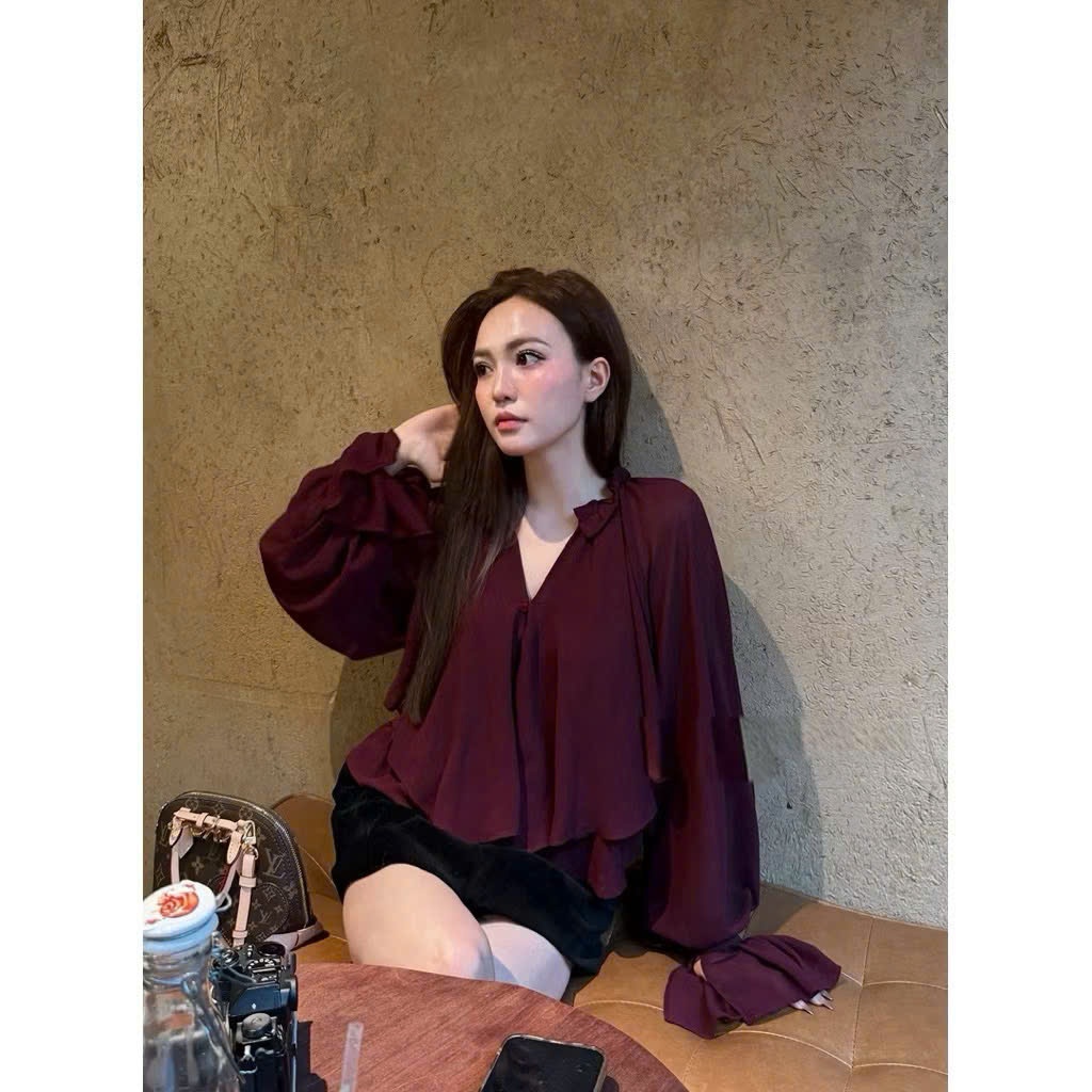 Áo Voan Tay Bèo Dịu Dàng – Soft Girl Style Rose 559