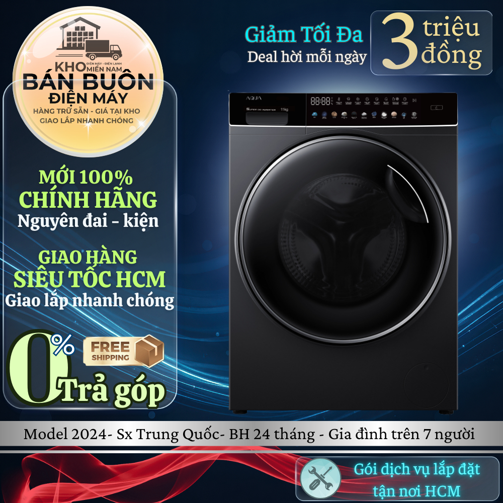 AQD-DW1000J(BK) Máy Giặt Aqua Inverter 10kg Cửa Ngang AI Smart Wash, DD Motor AQD-DW1000J(BK)
