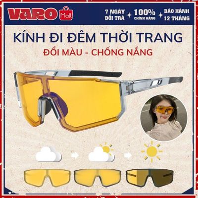 Kính Đi Đêm Đổi Màu Tròng Vàng Thông Minh Chống Chói Đổi Màu Khi Ra Nắng UV400 Đi Xe Máy