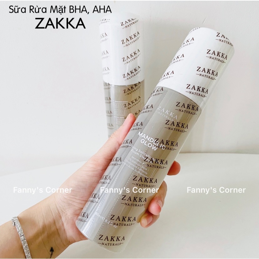[CÓ HỎA TỐC] Sữa Rửa Mặt Sạch Sâu BHA AHA Mandelic Glow Zakka Naturals 185ml