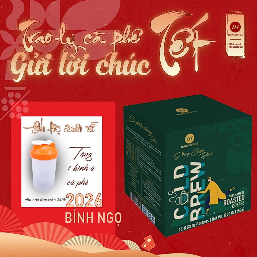 Cà Phê Ủ Lạnh ColdBrew Blend 80% Robusta 20% Arabica HANCOFFEE Đậm Đắng Nguyên Bản Pha Chế Tiện Lợi