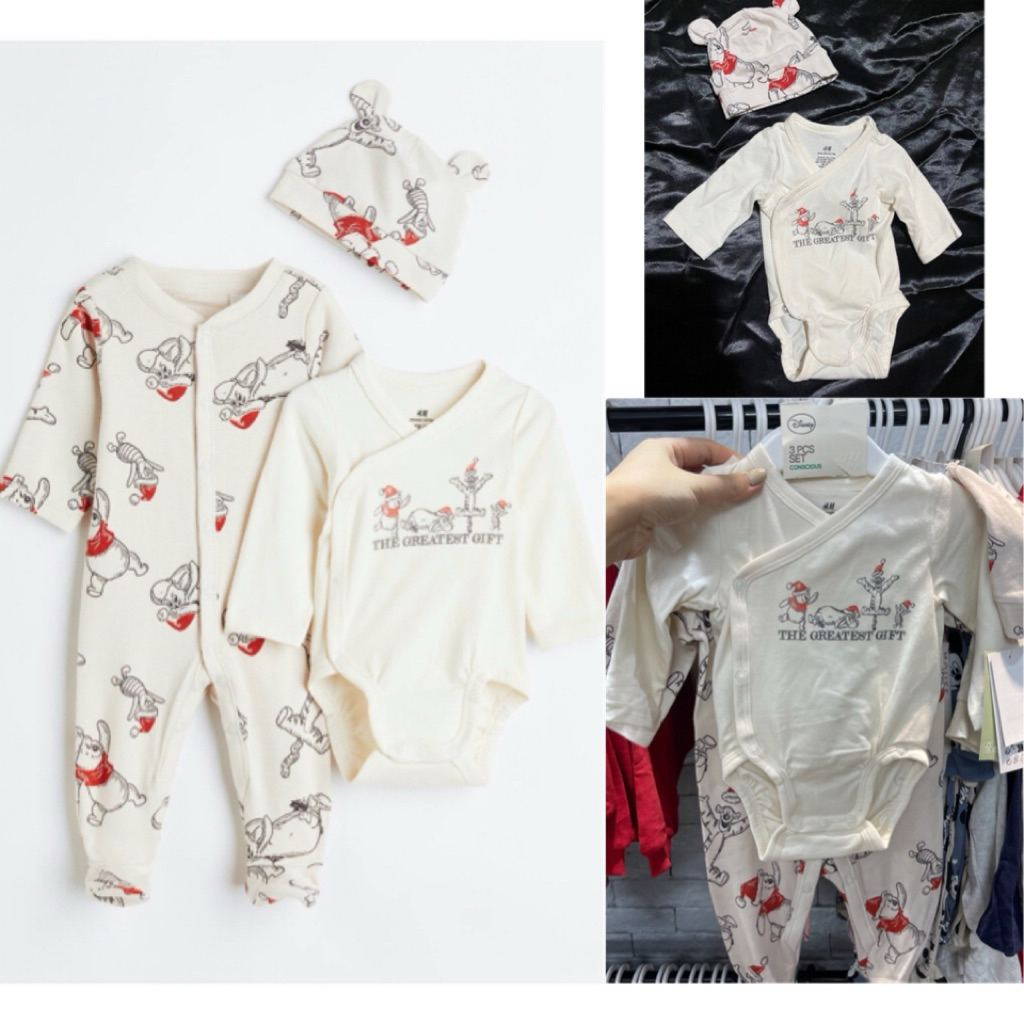 Bộ 3 chi tiết body HM newborn AUTH săn sale cho bé