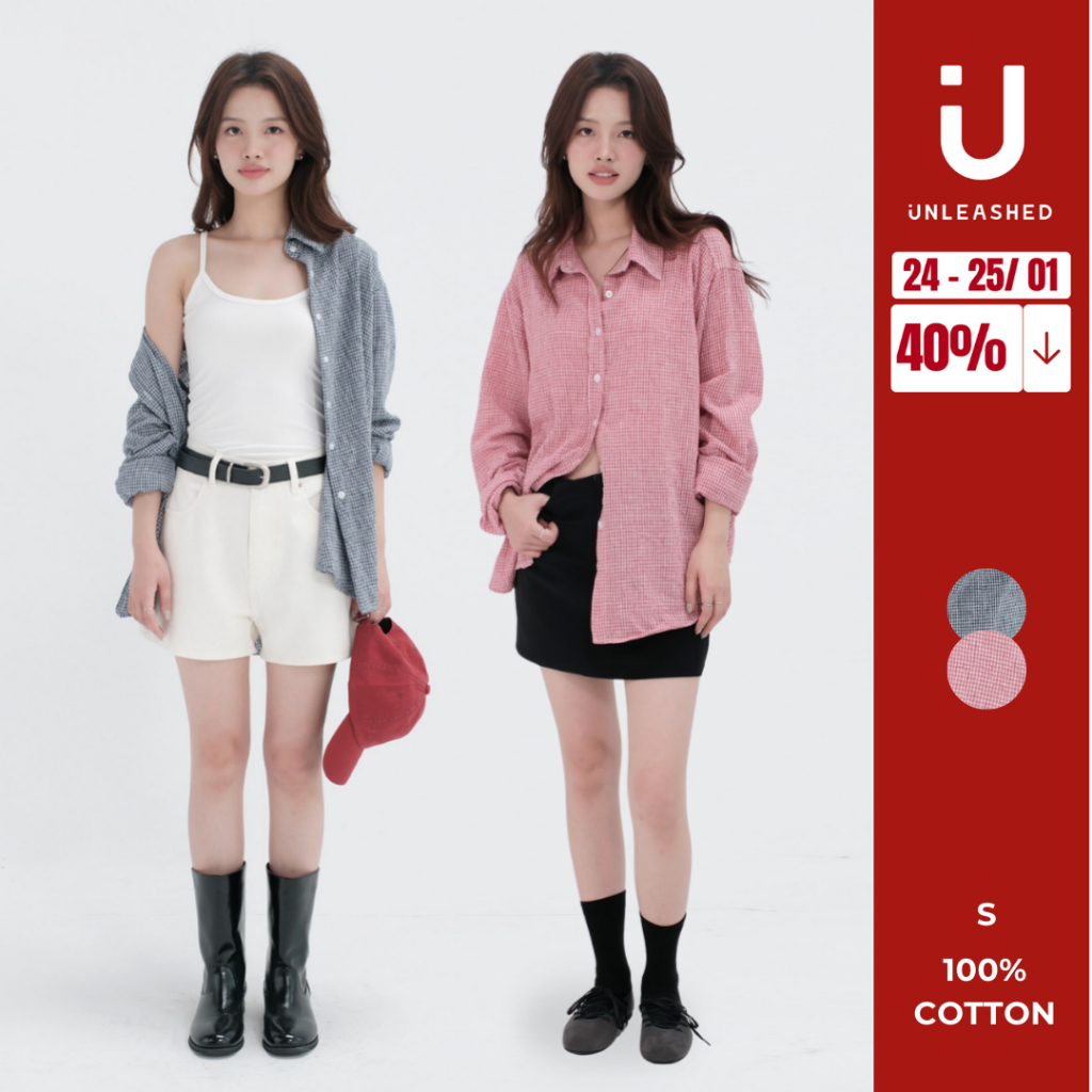 Áo sơ mi kẻ caro dáng rộng dài Unleashedvn KARO Loose Fit Checkered Shirt
