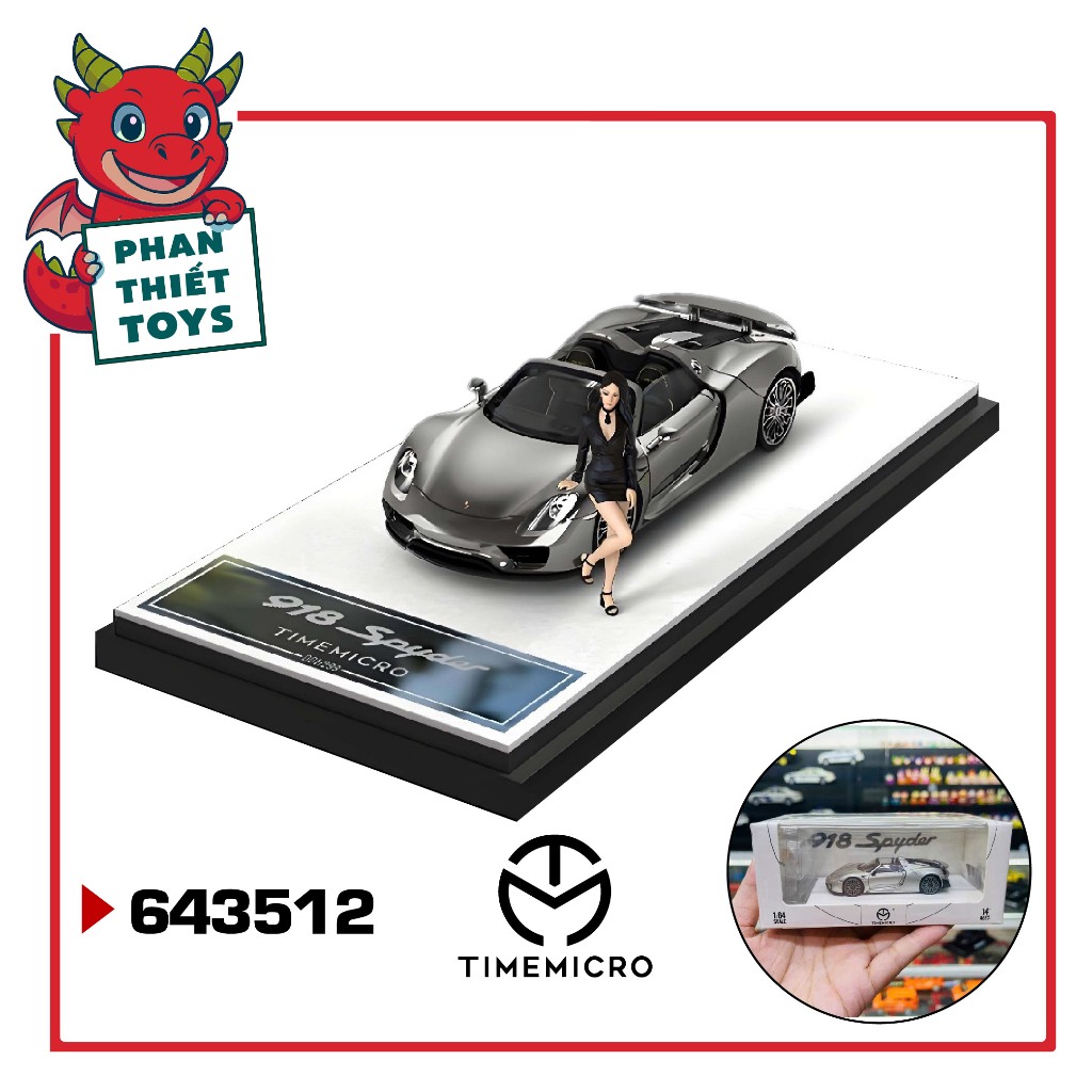 Mô hình xe Porsche 918 Spyder Silver tỉ lệ 1:64 Time micro TM643512