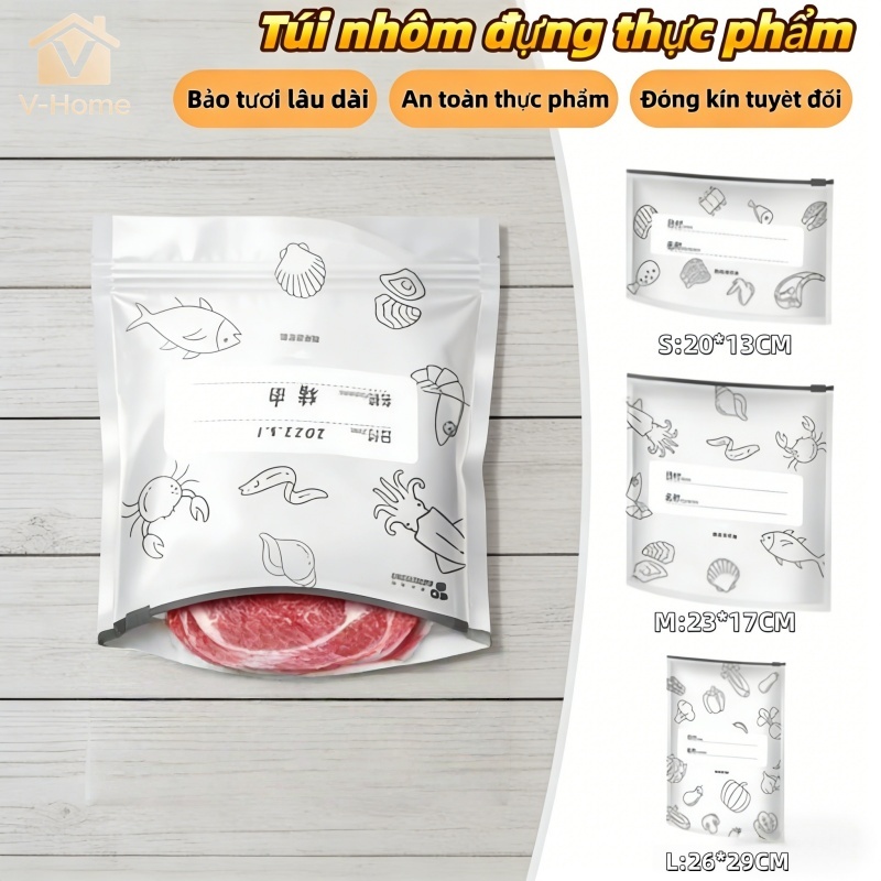 Set 10 Túi Giữ Tươi, Có Khóa Kéo Bằng Lá Nhôm Dày Dặn Có Thể Tái Sử Dụng 🌎 Túi Bảo Quản Thực Phẩm Tủ Đông