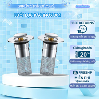 Nút Nhấn Xả Lọc Rác Ngăn Mùi Bồn Rửa Mặt Lavabo Inox + Lõi Đồng Cao Cấp- Lõi Bật Nẩy Lọc Rác Tóc Chống Côn Trùng